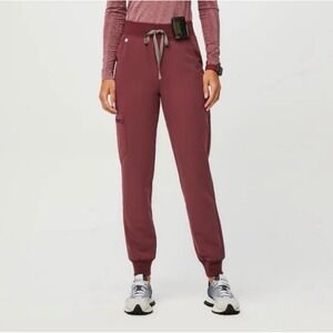 FIGS High Waisted Zamora‎ Scrub Pants Burgundy XXS Technical Collection Jogger